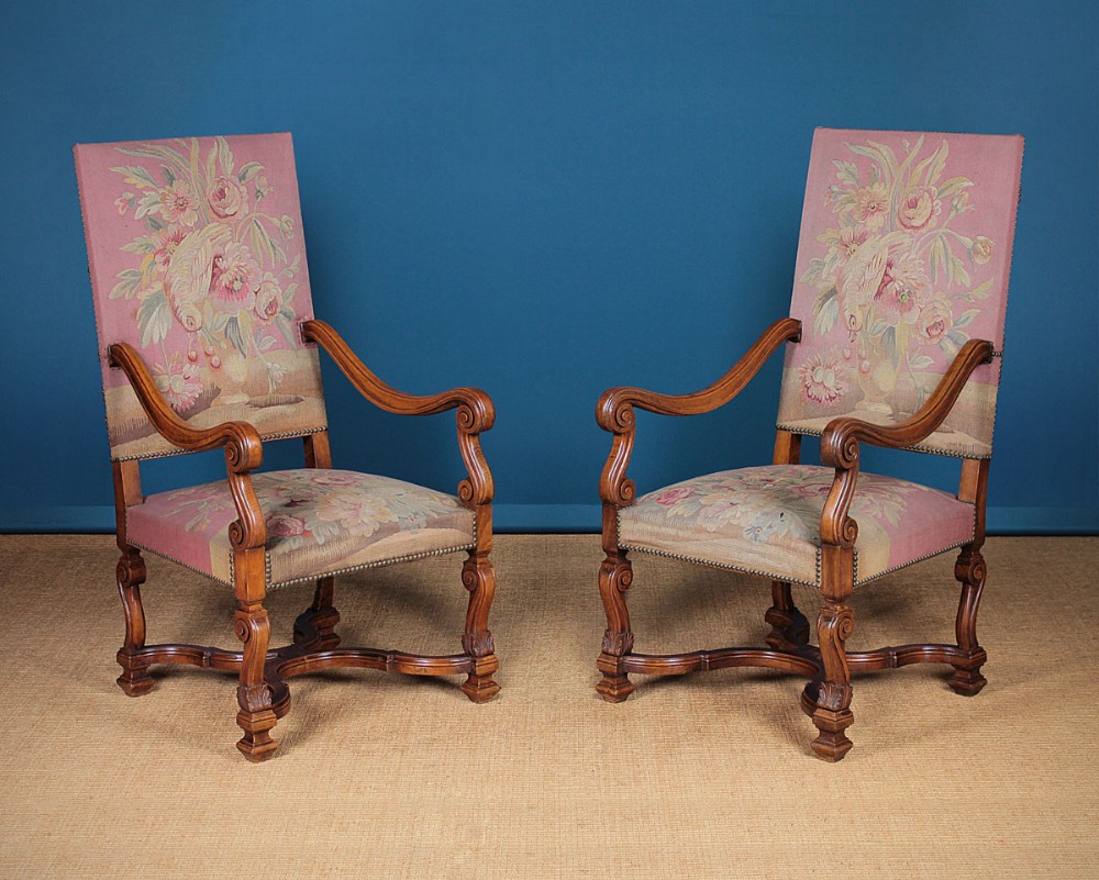 Pair of French Tapestry Armchairs c.1920