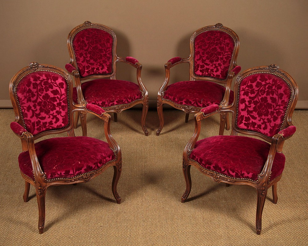 Four Louis XV Style Open Armchairs c.1930