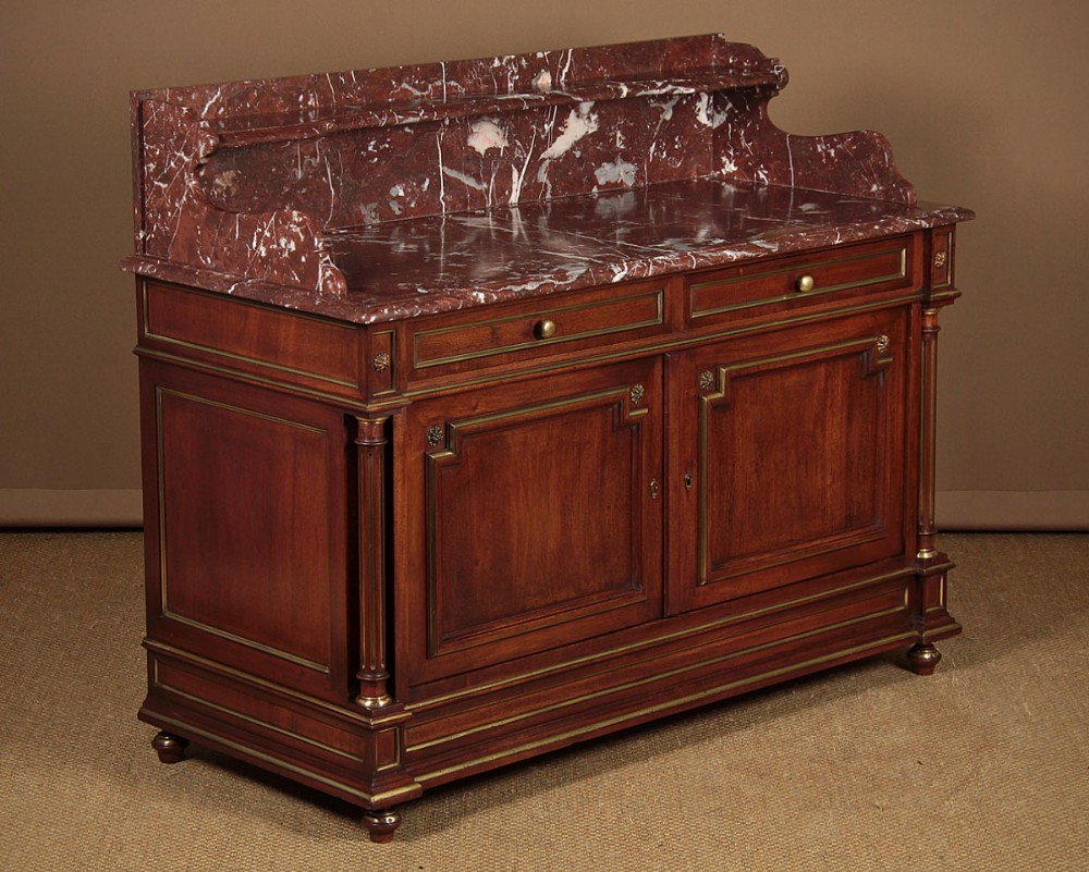 Marble Top Mahogany Brass Mounted Washstand c.1890