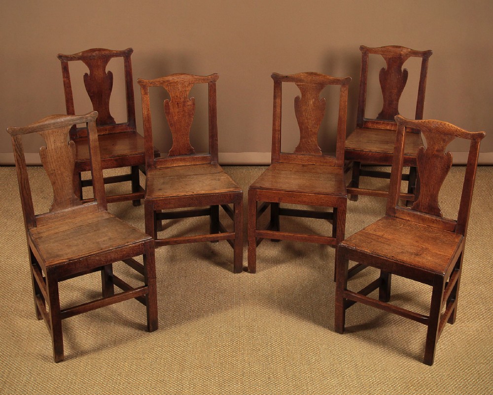 Six Country Chippendale Dining Chairs c.1800