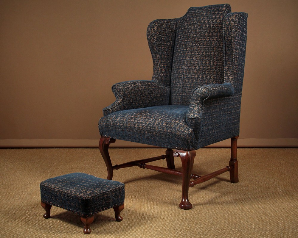 Wingback Armchair & Stool c.1930