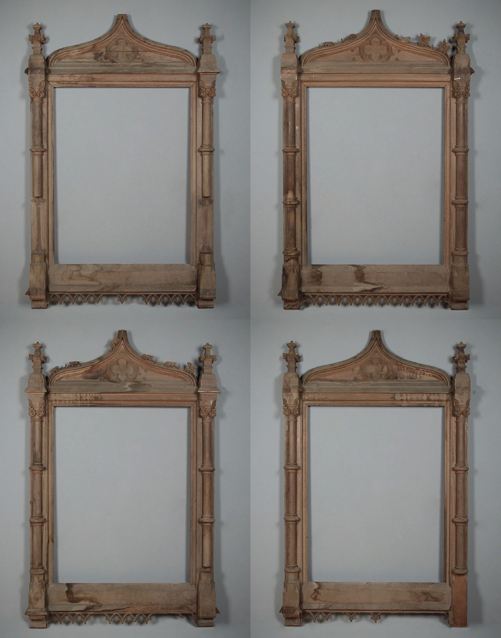 Four Large Gothic Oak Picture Frames c.1870