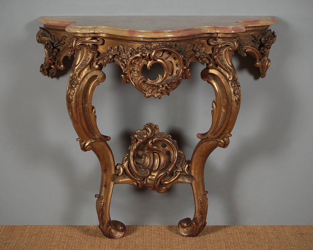 Gilded Marble Top Console Table c.1880
