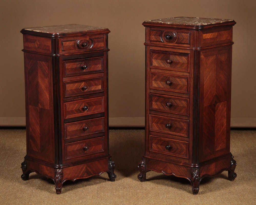 Matched Pair of Rosewood Bedside Cabinets c.1880