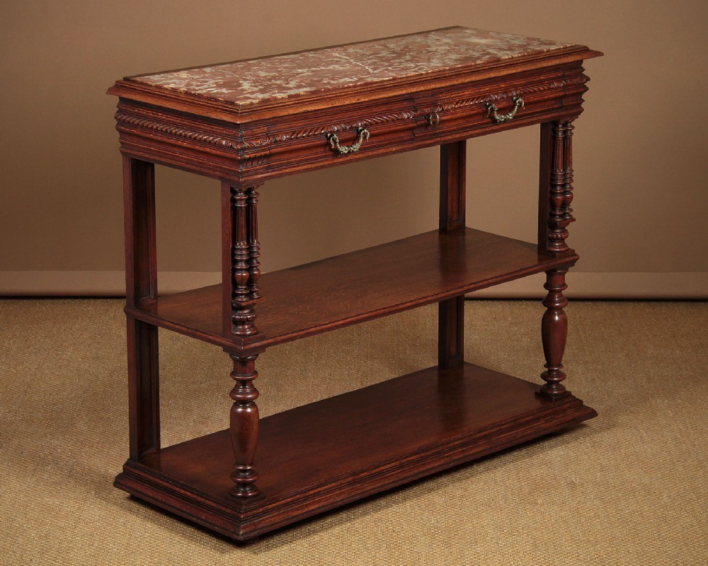 19th.c. Marble Top Oak Buffet or Sideboard c.1900.