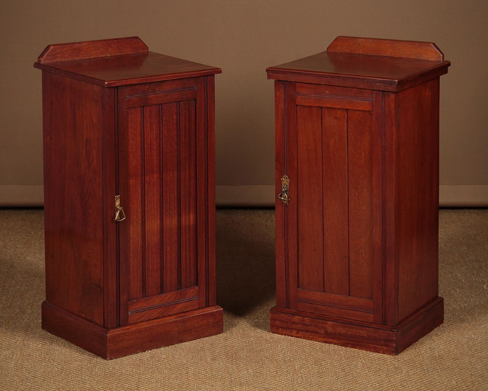 Pair of Late 19th.c. Walnut Bedside Cabinets, c.1890.