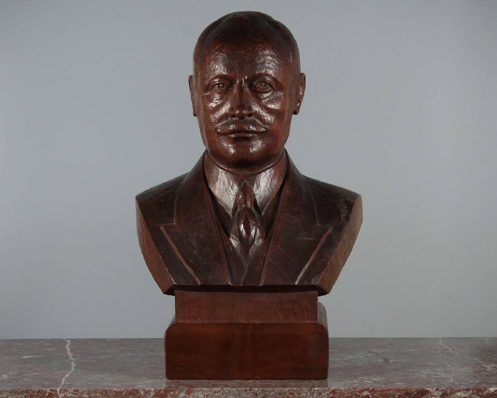 Carved Wooden Bust of a Gentleman c.1920.