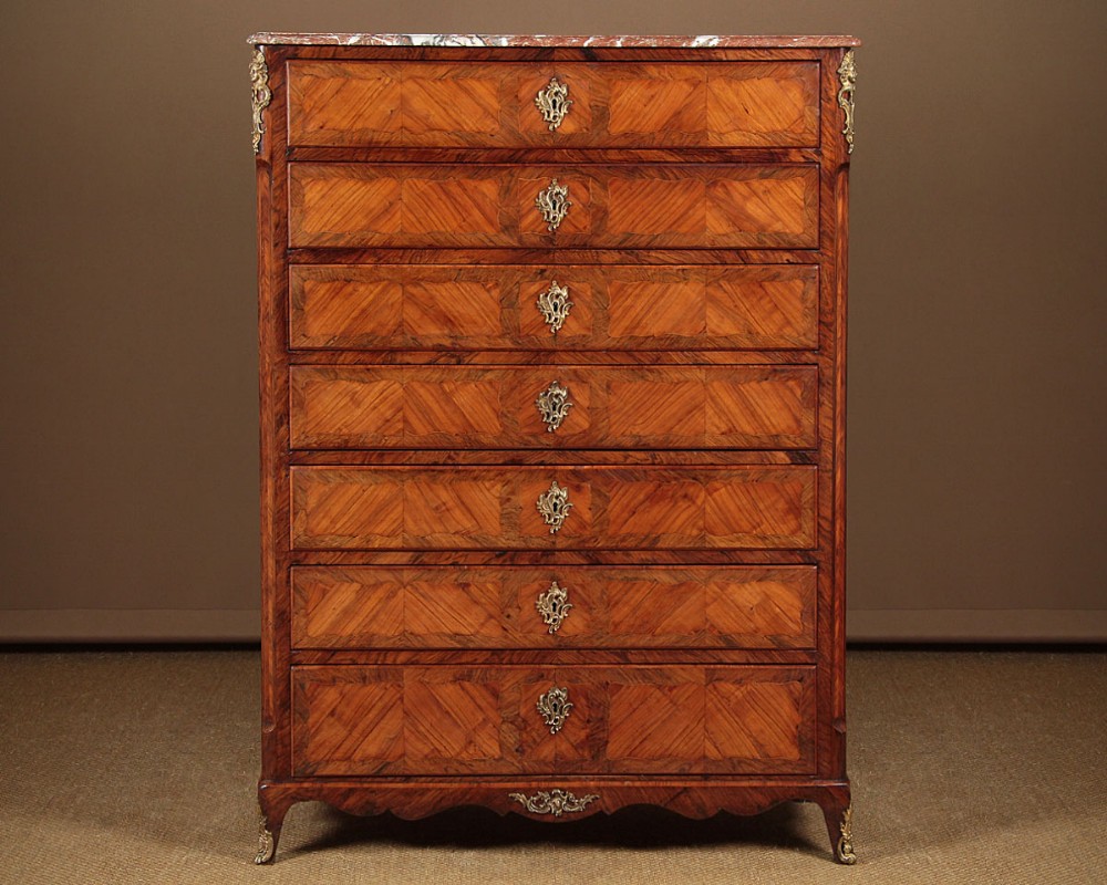 Large Marble Top Semainier Chest of Drawers c.1860.