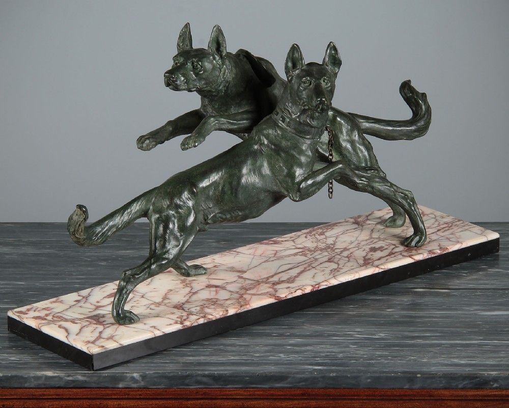 Art Deco Dogs Sculpture c.1930