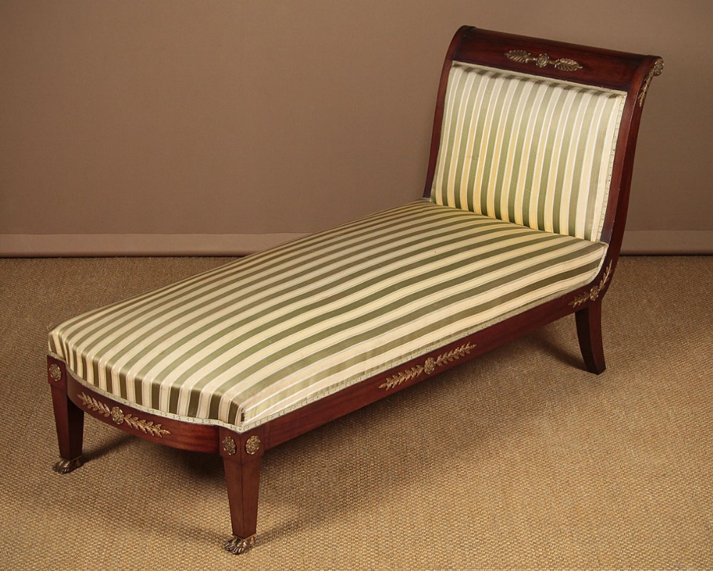 Empire Style Brass Mounted Mahogany Daybed c.1900.