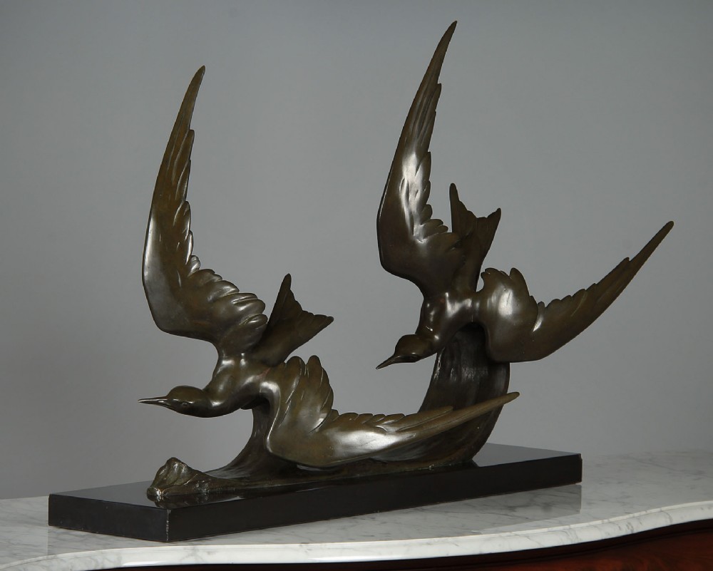 Art Deco Bronze Sculpture of Seabirds c.1930