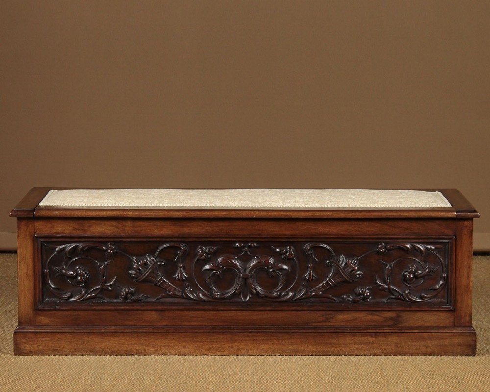 Low Walnut Box Seat c.1900