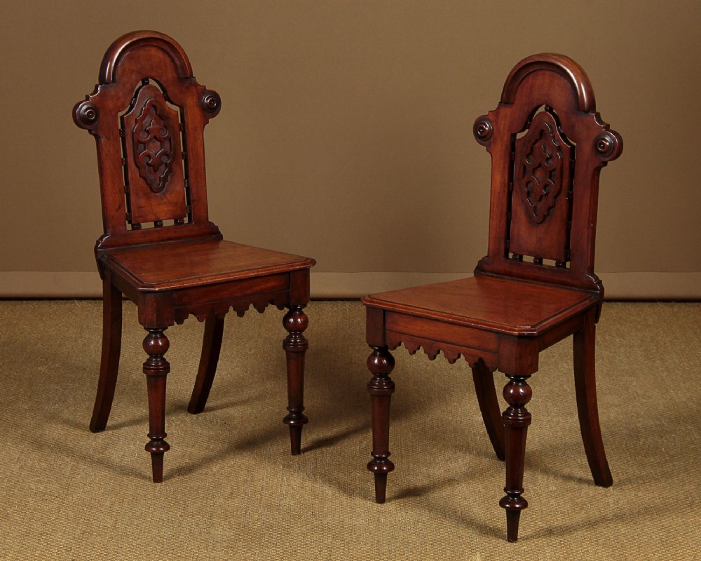 Pair of Mahogany Hall Chairs c.1860