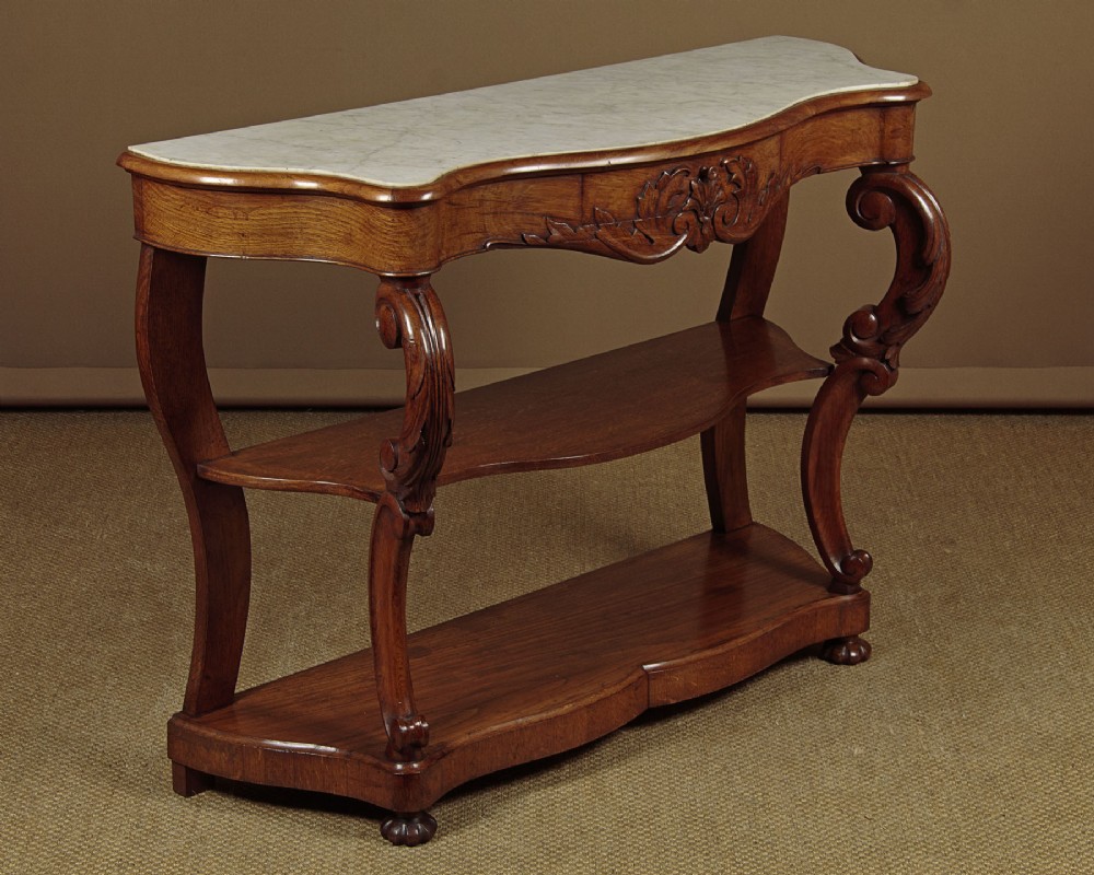 Oak & Marble Top Buffet Console Table c.1870