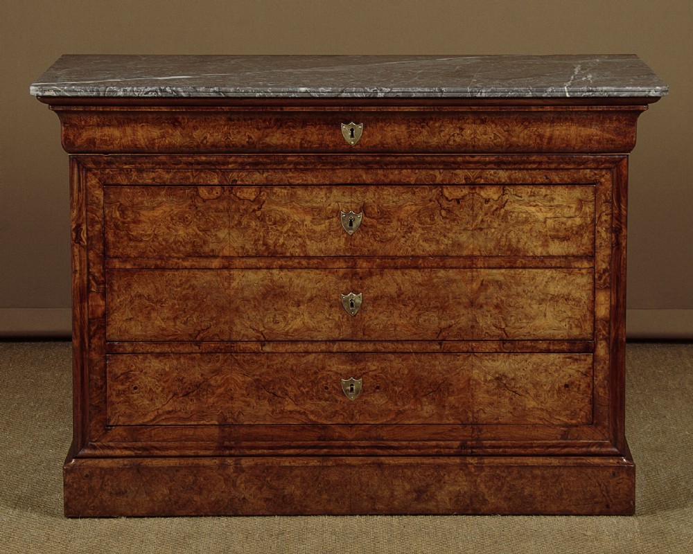 Burr Walnut & Marble Top Commode c.1860