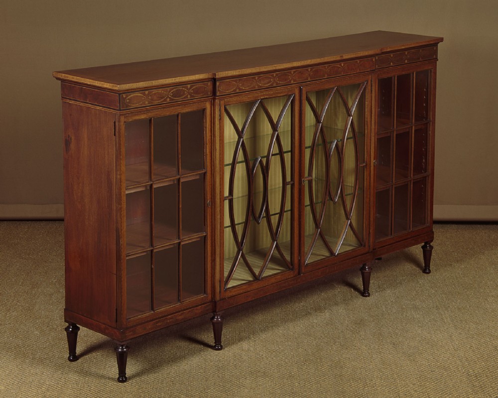 Inlaid Mahogany Breakfront Bookcase c.1905