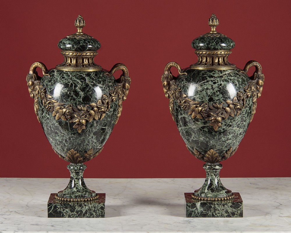 Pair of Large Marble Cassolettes c.1900