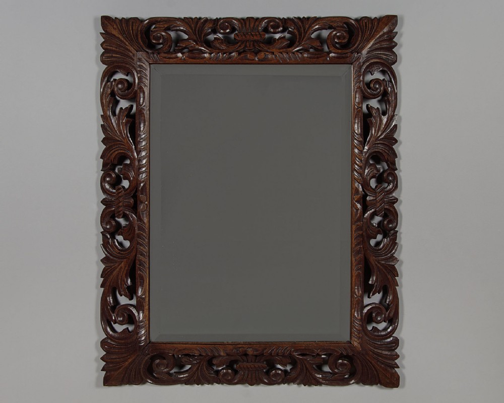Carved Oak Cushion Frame Mirror c.1890.