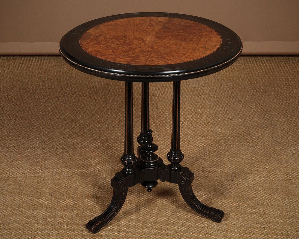 Ebonised & Amboyna Wine Table c.1860.