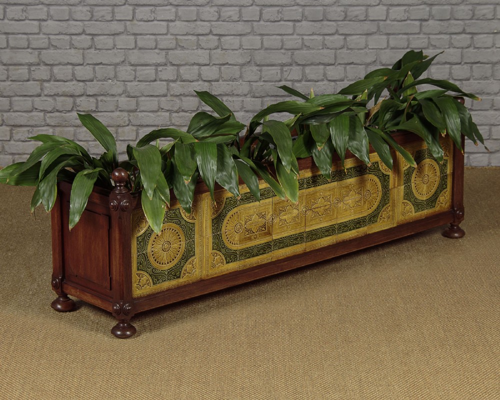 Tiled Walnut Jardiniere Planter c.1860