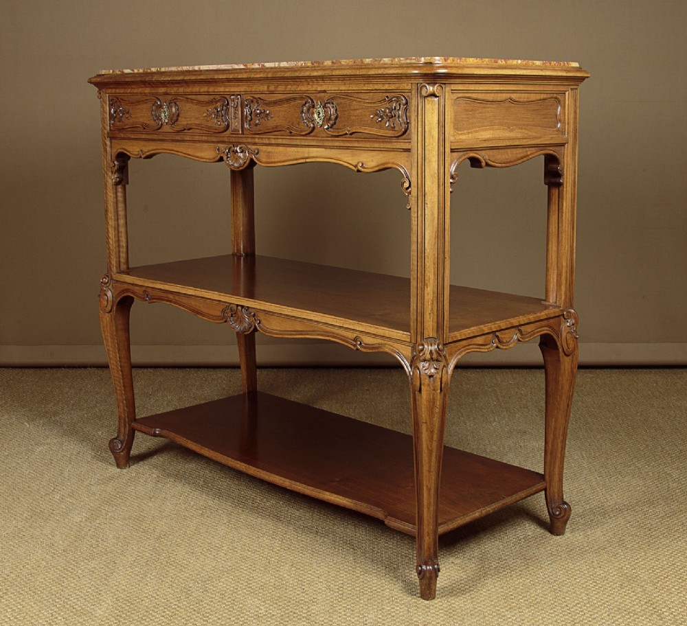 Walnut & Marble Top Buffet Sideboard by Schmit of Paris c.1890