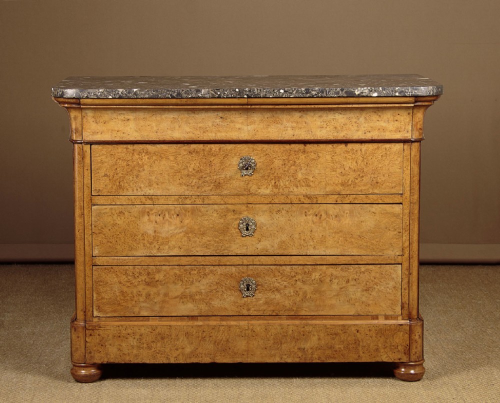 Pale Burr Elm & Marble Top Commode c.1850