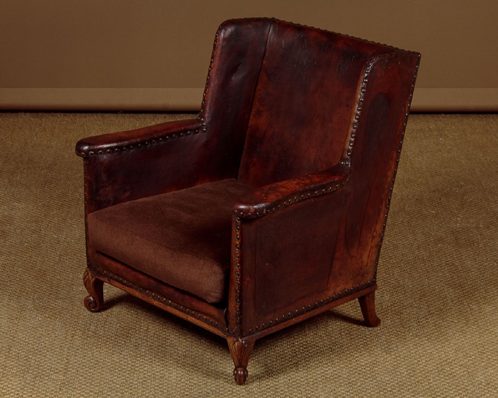 Child’s Leather Wingback Armchair c.1920