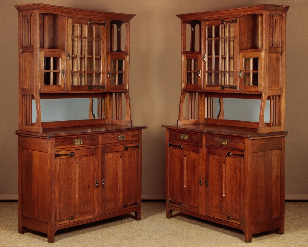 Pair of Arts & Crafts Oak Cabinets c.1910