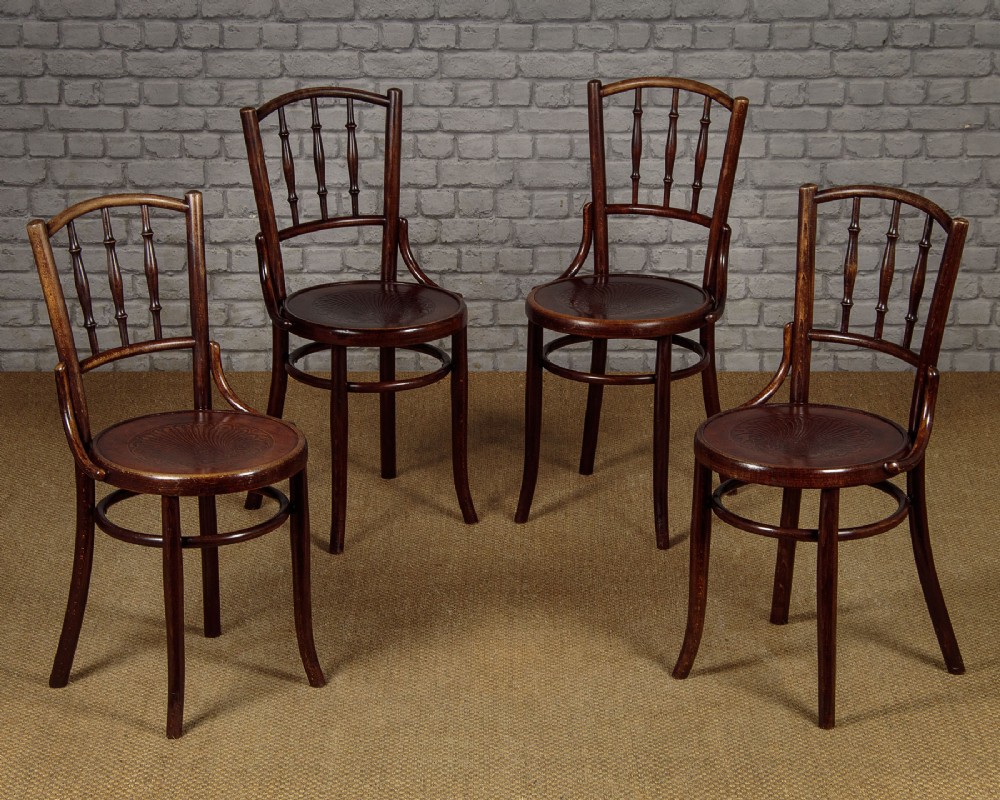 Four Bentwood Bistro Chairs by Fischel c.1910