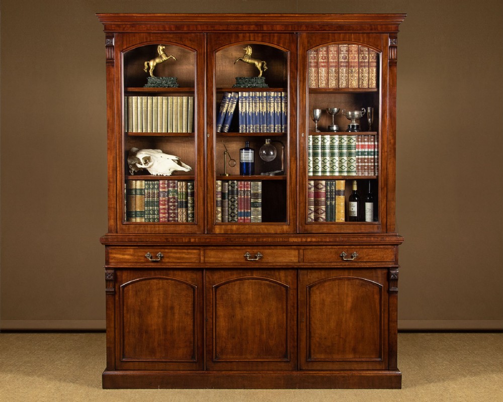 Mahogany Three Door Library Bookcase c.1860