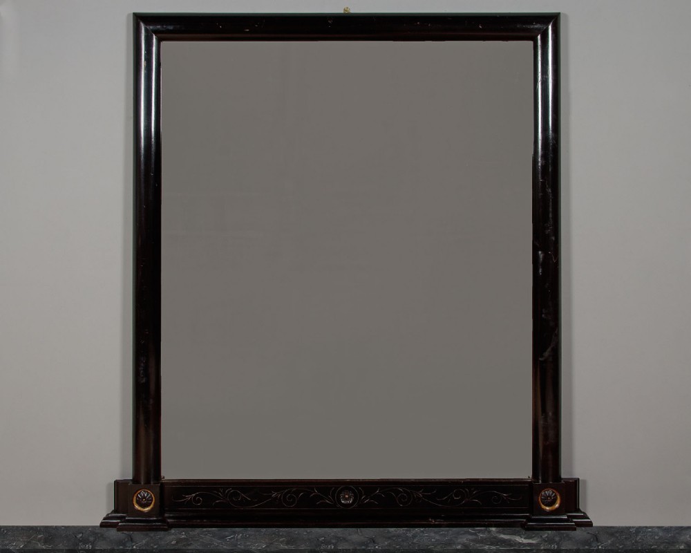 Large Ebonised Overmantle Mirror c.1870