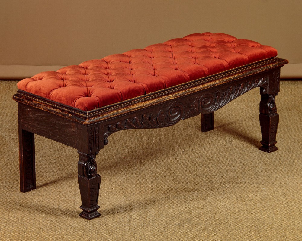 Carved Oak Window Seat c.1880