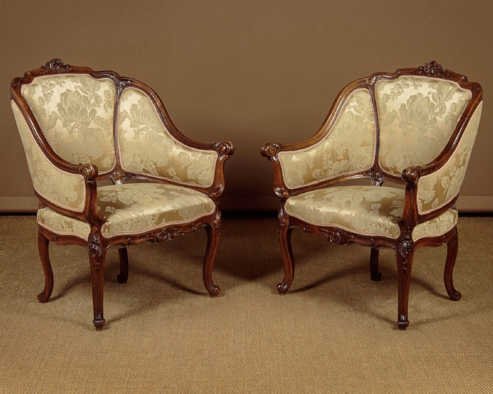 Pair of Walnut Armchairs c.1860