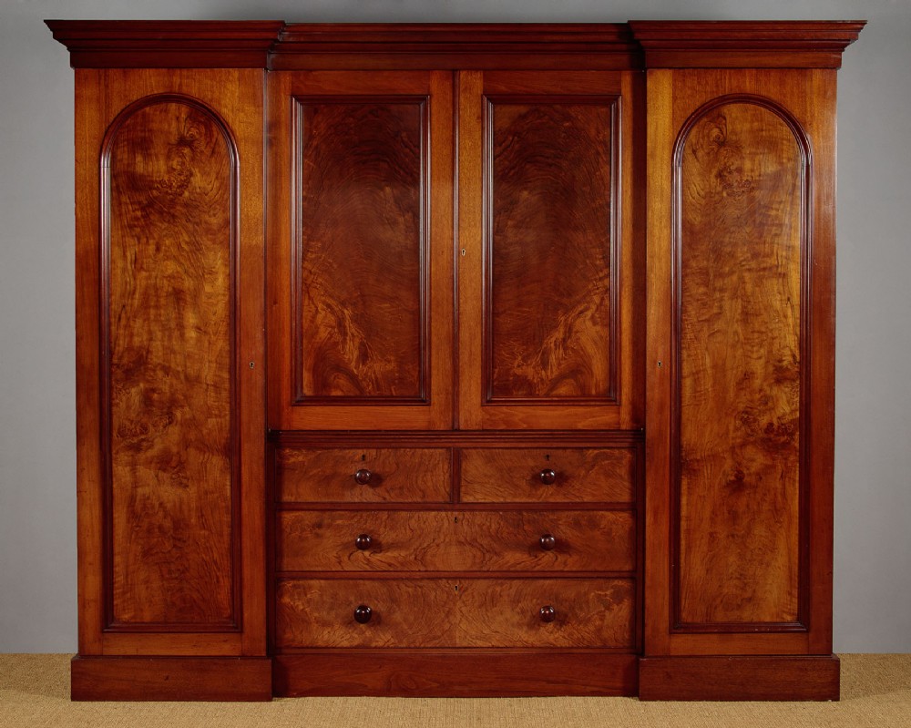 Large Walnut Combination Wardrobe & Linen Press c.1860