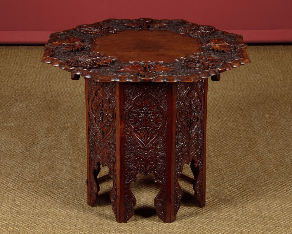 Anglo-Indian Carved Walnut Wine Table c.1890