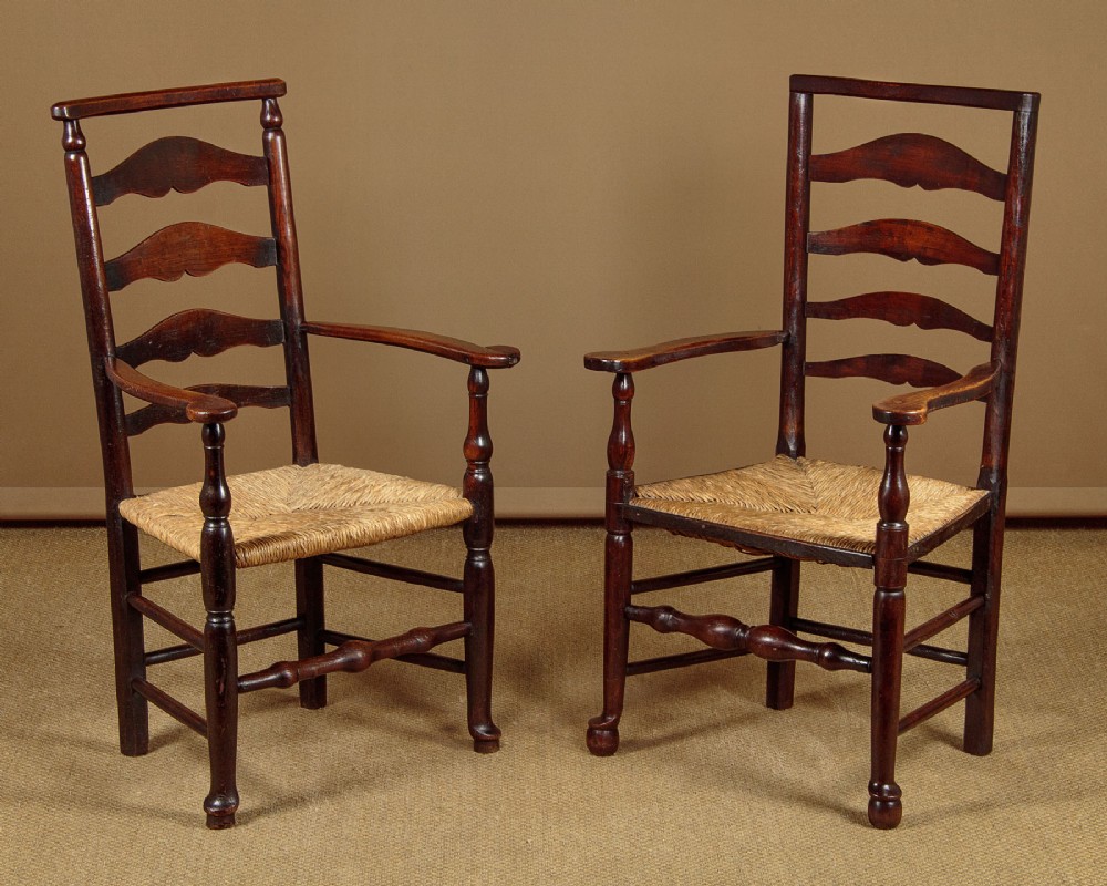 Pair of Ladderback Armchairs c.1840