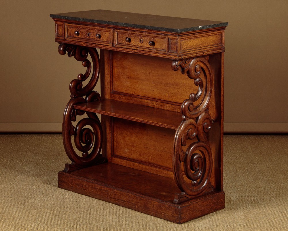 Oak & Marble Top Console Table c.1880