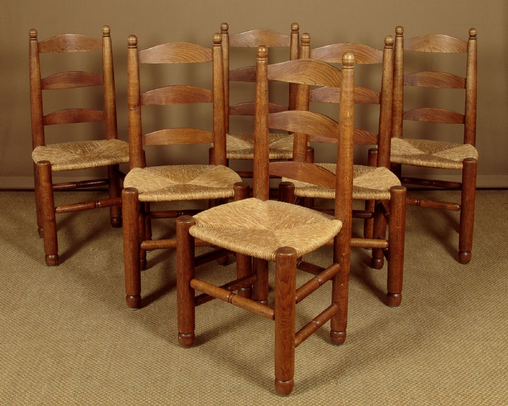 Six Ladderback Dining Chairs c.1930