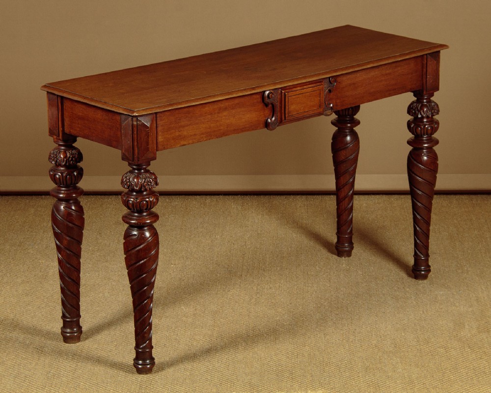 Slim Oak Side Table with Carved Legs c.1870