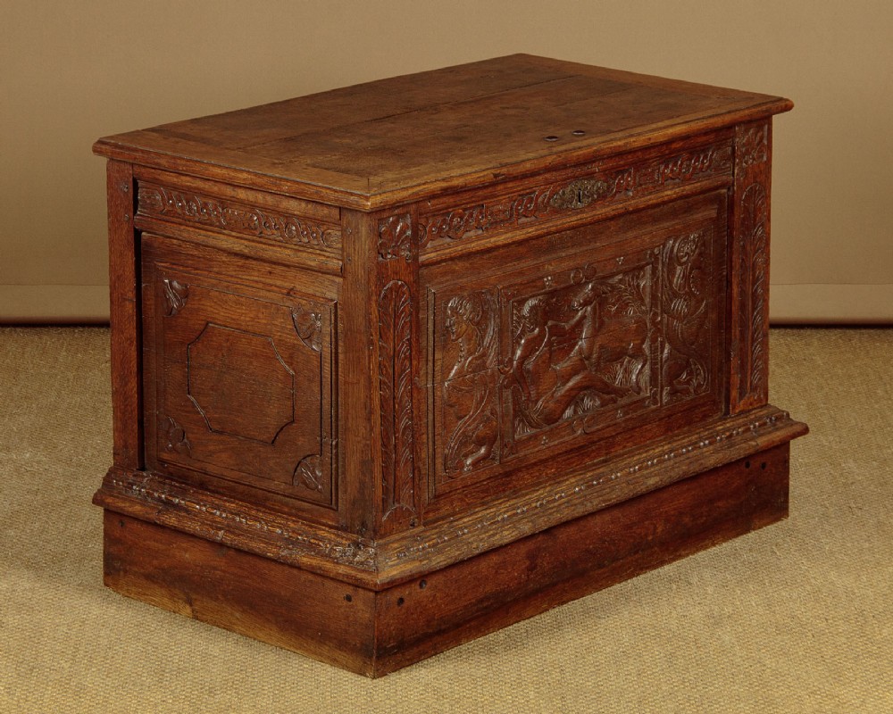 16th.c. Style Carved Oak Coffer c.1880