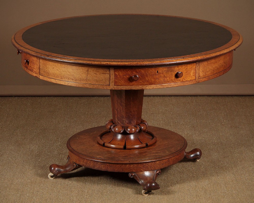 William IV Pale Oak Library Drum Table c.1835