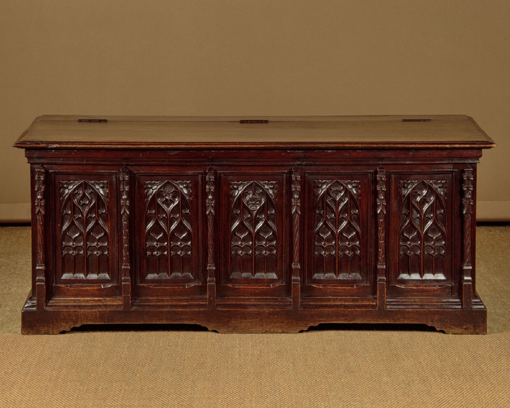 Large Gothic Oak Coffer c.1880