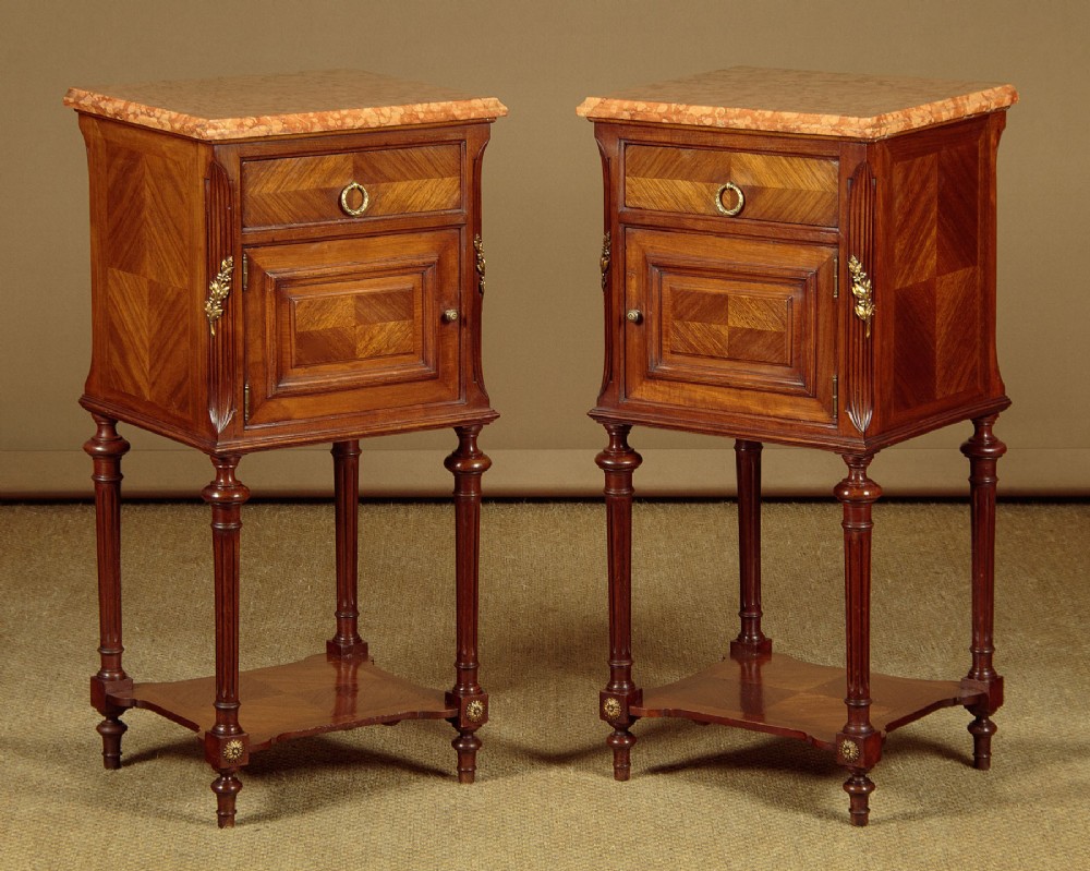 Pair of Marble Top Bedside Cabinets c.1920