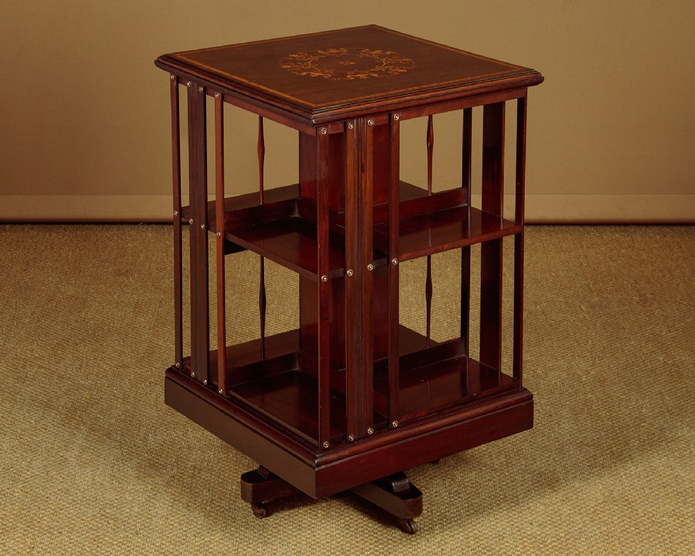 Inlaid Mahogany Revolving Bookcase c.1910