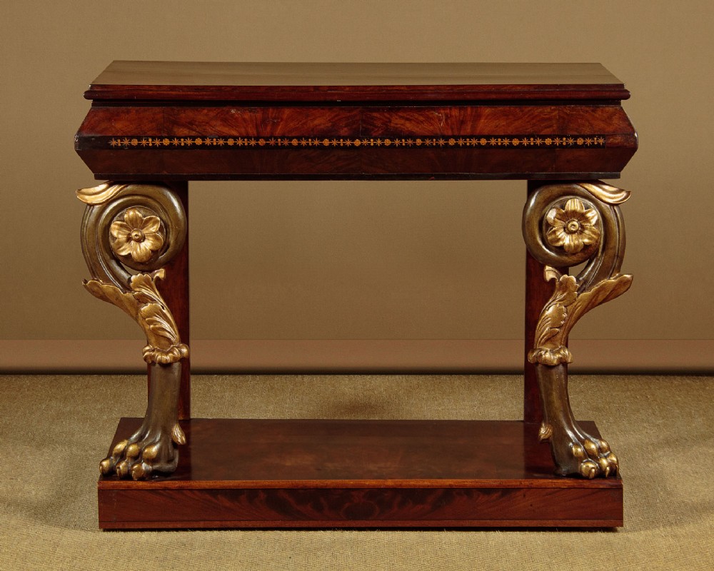 French Empire Console Table With Gilded Legs c.1830