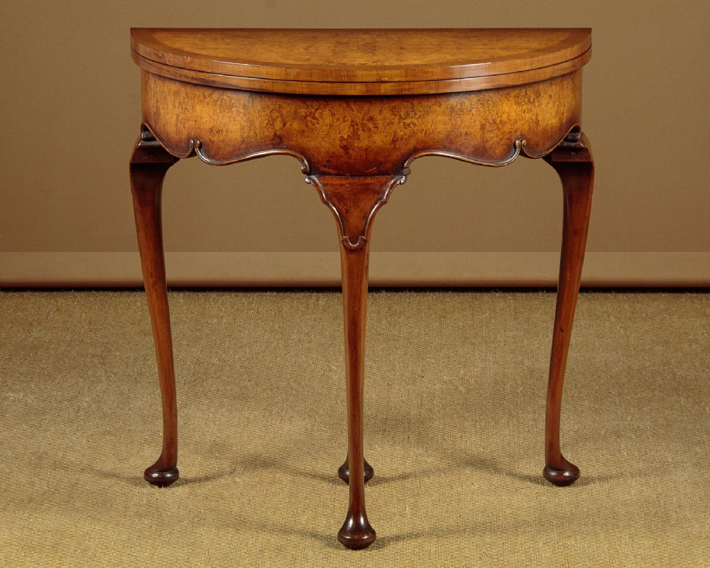 Burr Walnut Fold-Over Games Table c.1930