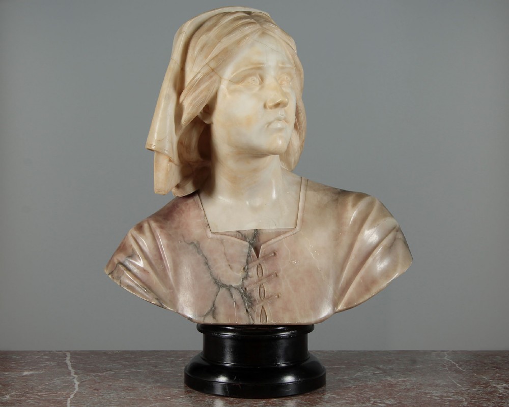 Large Italian Marble Bust of Joan of Arc c.1900
