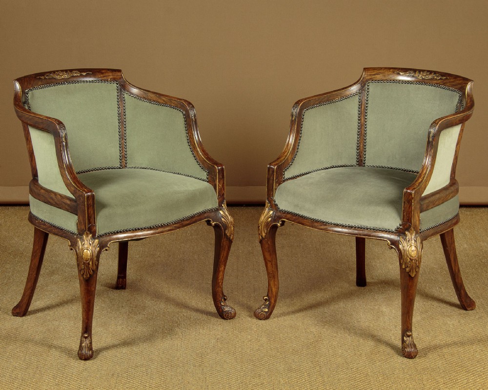 Pair of Walnut Armchairs c.1930