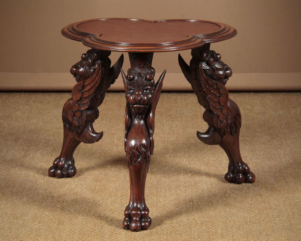 Low Gothic Walnut Wine Table c.1890