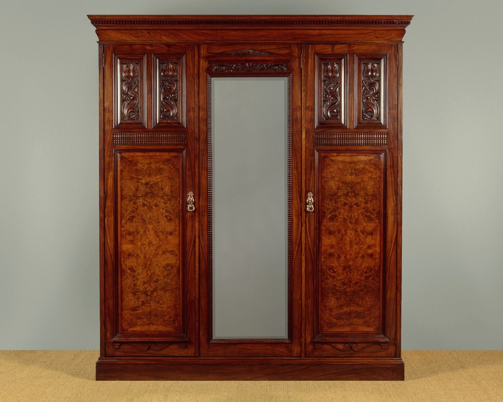 Walnut Wardrobe by Shapland & Petter of Barnstaple c.1890